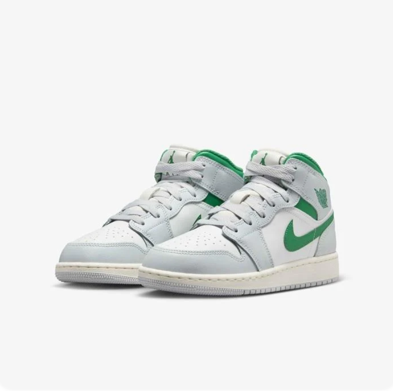 Air Jordan 1 Mid - Grey Fog / Lucky Green / Sail