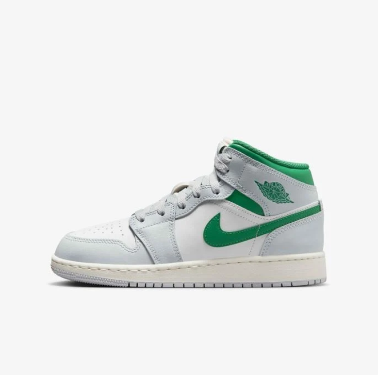 Air Jordan 1 Mid - Grey Fog / Lucky Green / Sail