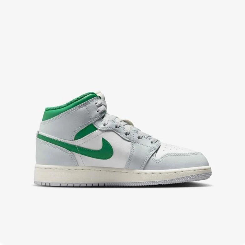 Air Jordan 1 Mid - Grey Fog / Lucky Green / Sail