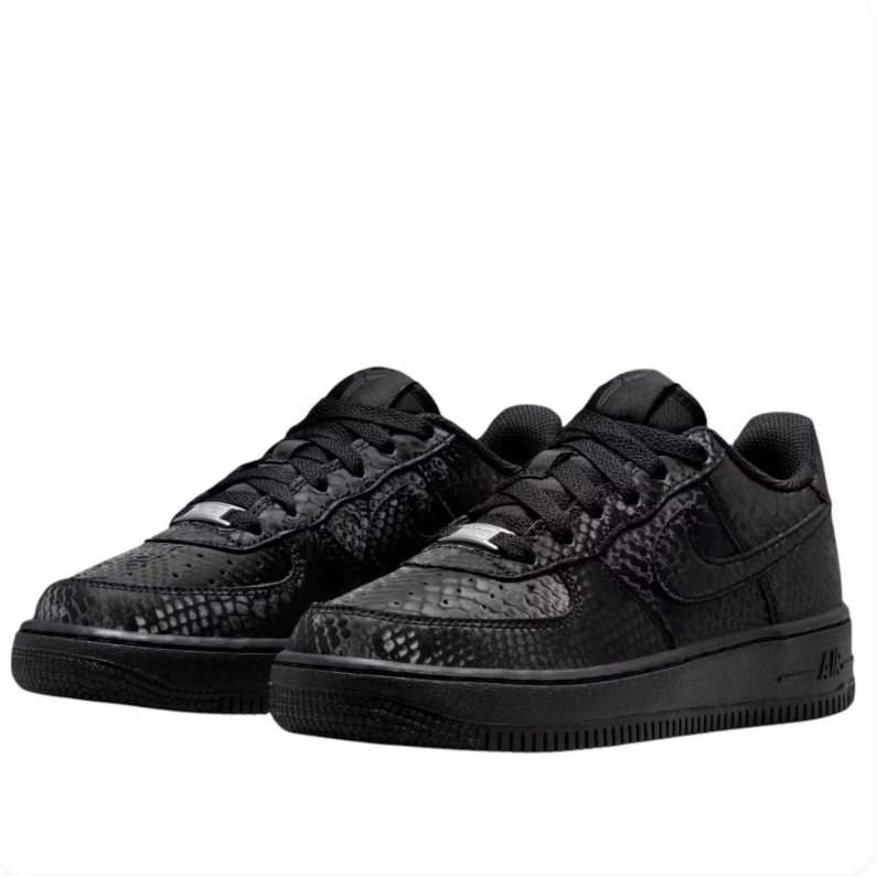 Nike Air Force 1 Low - Triple Black / Snakeskin