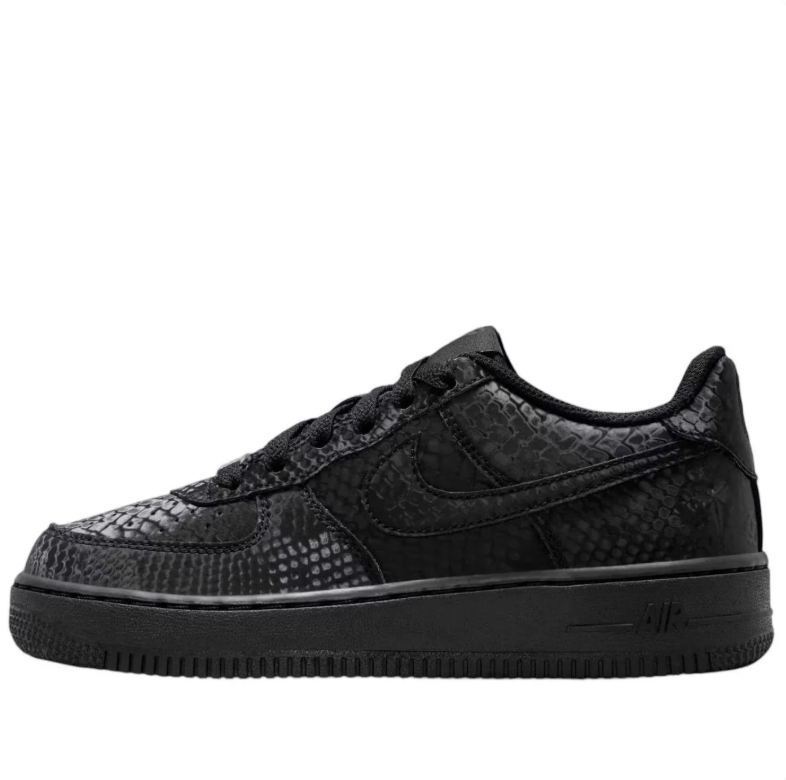 Nike Air Force 1 Low - Triple Black / Snakeskin