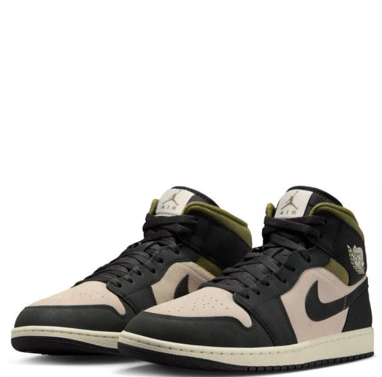 Air Jordan 1 Mid - Black / Sanddrift / Medium Olive