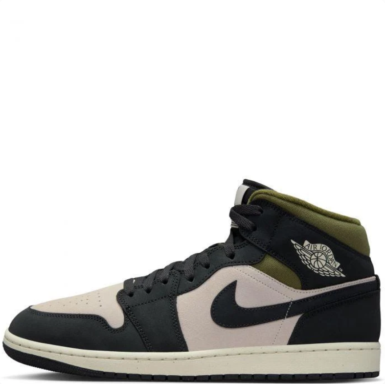 Air Jordan 1 Mid - Black / Sanddrift / Medium Olive