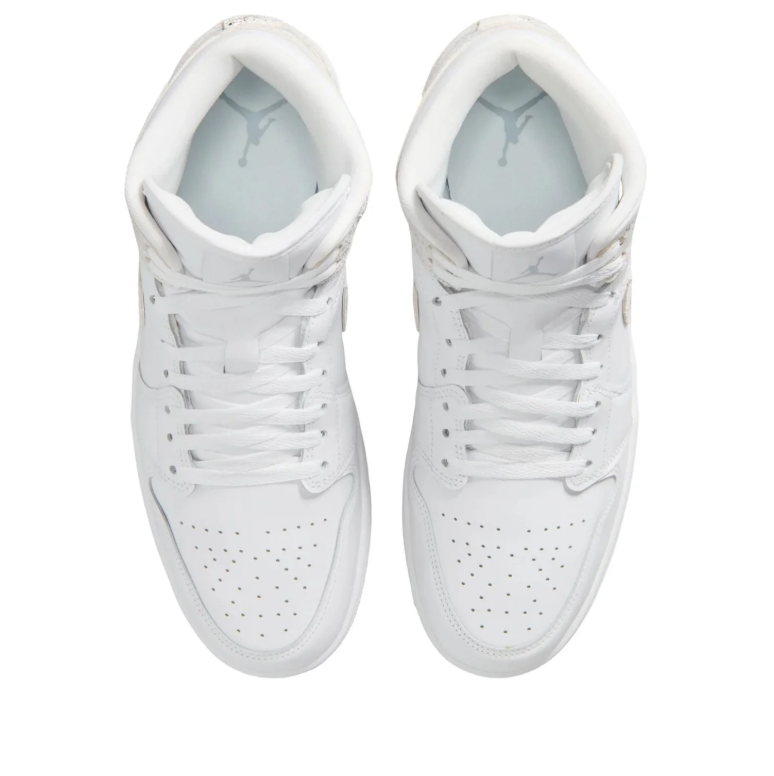 Air Jordan 1 Mid - White / Silver / Noise Print