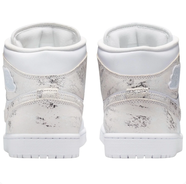 Air Jordan 1 Mid - White / Silver / Noise Print