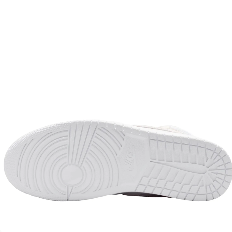 Air Jordan 1 Mid - White / Silver / Noise Print