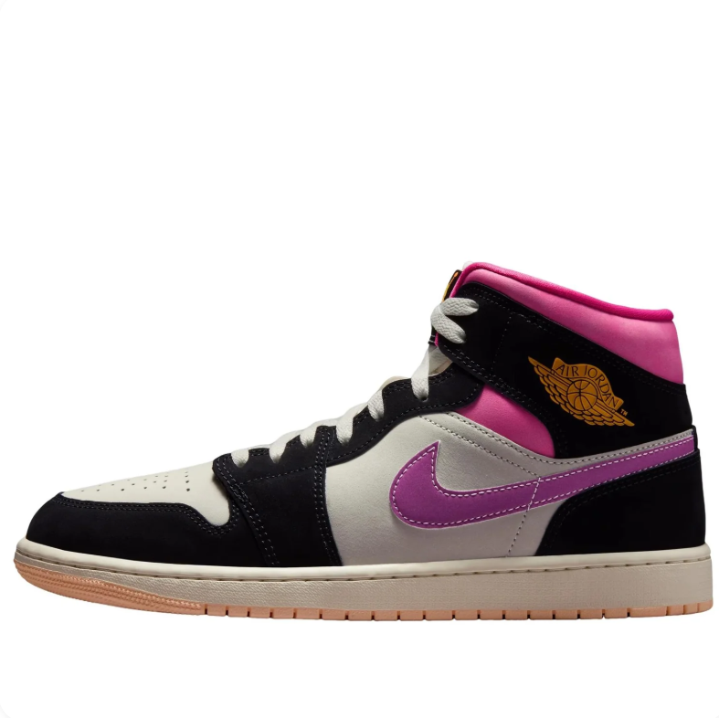 Air Jordan 1 Mid - Black / Fuchsia / Purple Smoke / Sail