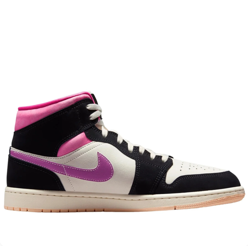 Air Jordan 1 Mid - Black / Fuchsia / Purple Smoke / Sail