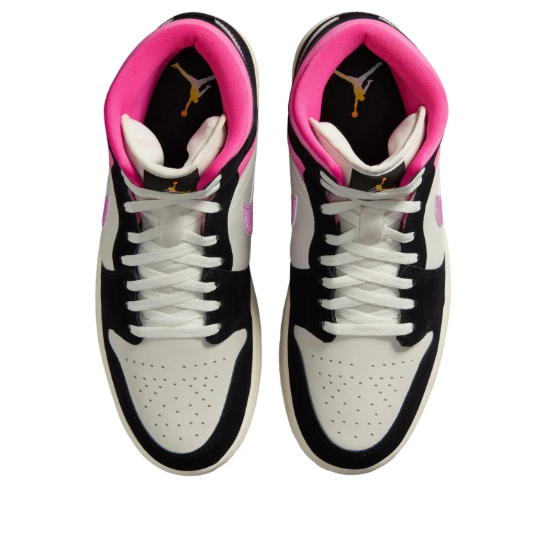 Air Jordan 1 Mid - Black / Fuchsia / Purple Smoke / Sail