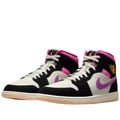 Air Jordan 1 Mid - Black / Fuchsia / Purple Smoke / Sail
