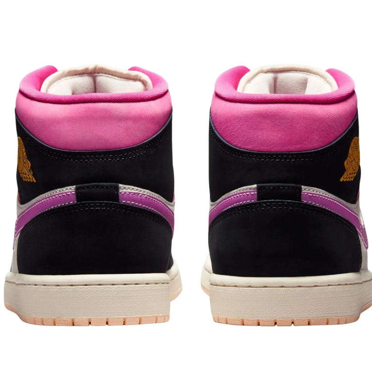 Air Jordan 1 Mid - Black / Fuchsia / Purple Smoke / Sail