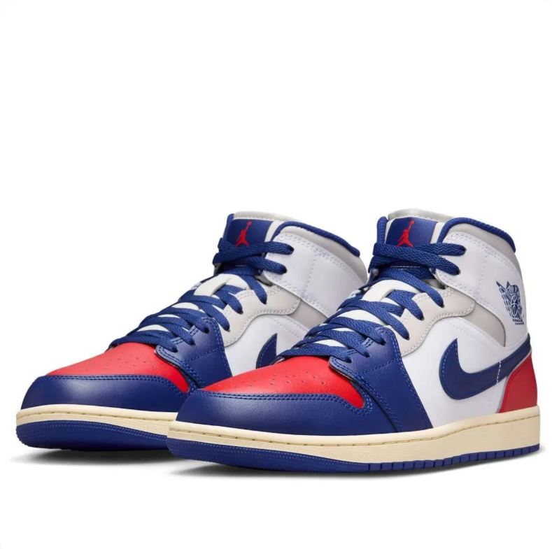 Air Jordan 1 Mid - Red / Royal Blue / White