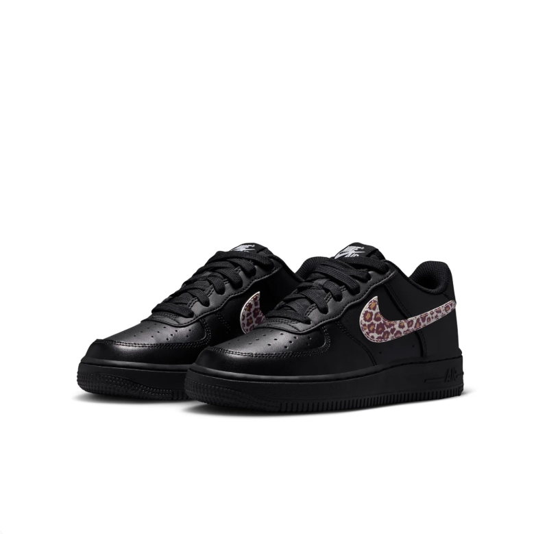 Nike Air Force 1 Low - Black / Leopard Print Swoosh