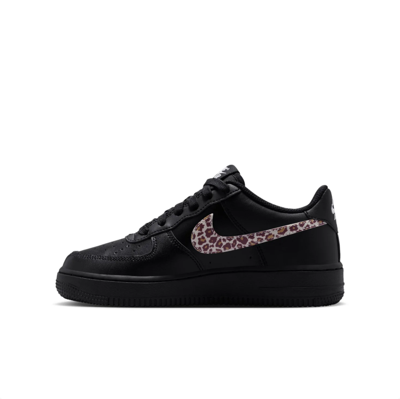 Nike Air Force 1 Low - Black / Leopard Print Swoosh