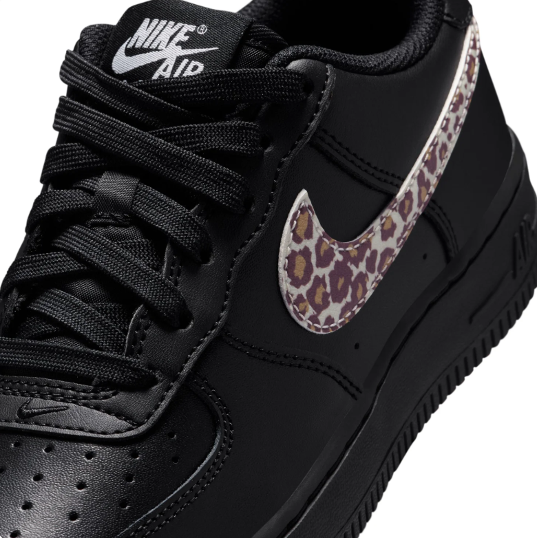 Nike Air Force 1 Low - Black / Leopard Print Swoosh
