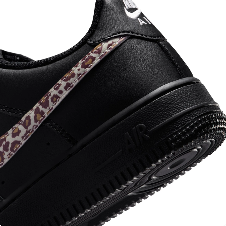Nike Air Force 1 Low - Black / Leopard Print Swoosh